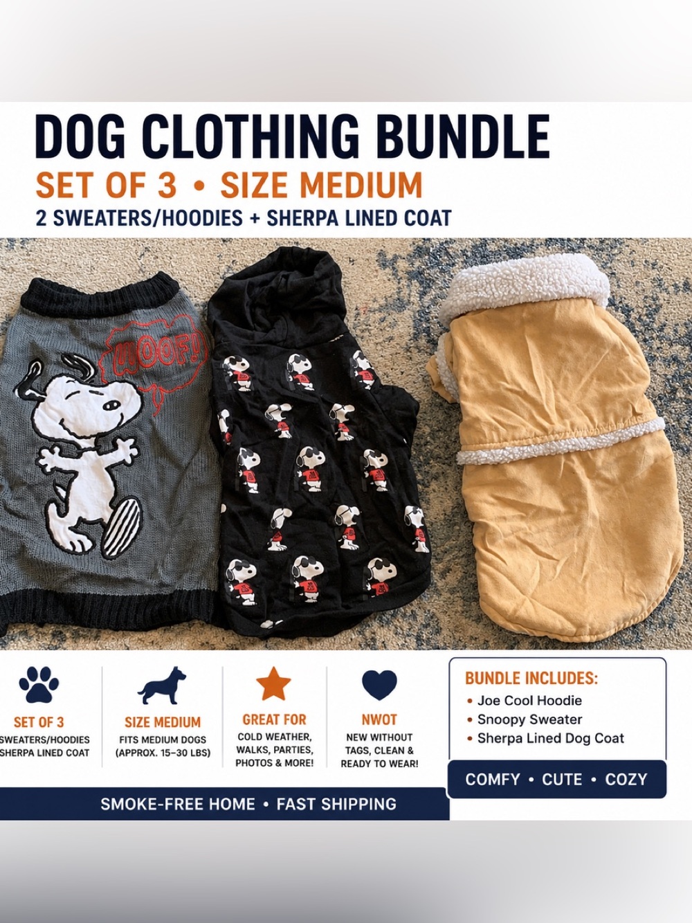 Set of 3 Medium Dog Clothing Items